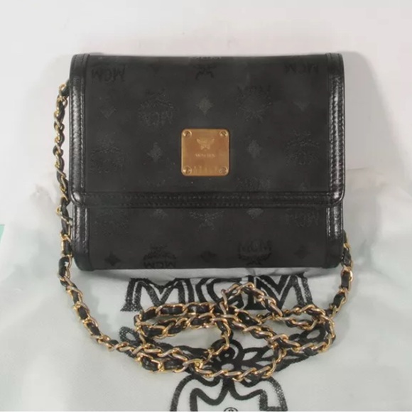 MCM Handbags - AUTHENTIC  MCM Black Jaquard Chain Small Cross Bag & dust bag (not original)